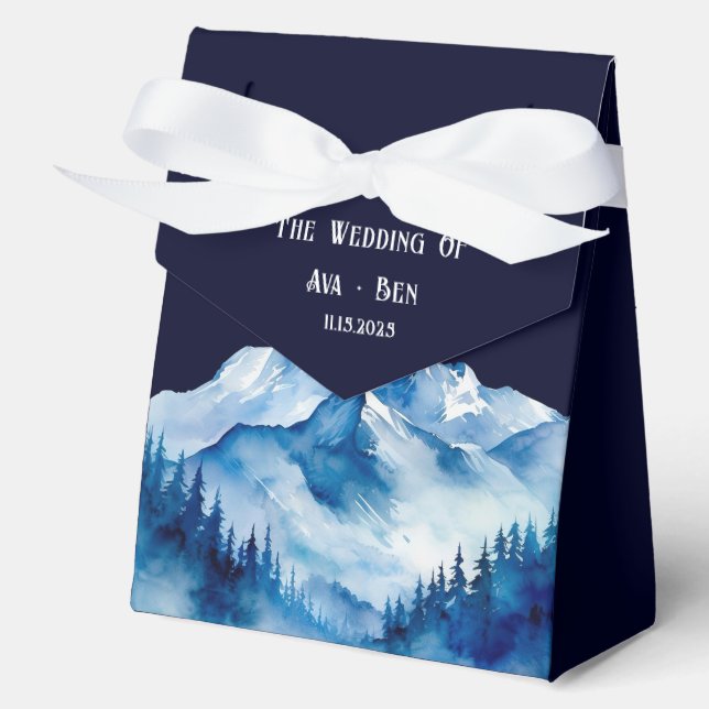 Ballotins Hiver Bleu Blanc Snowy Mountains Mariage (Recto)