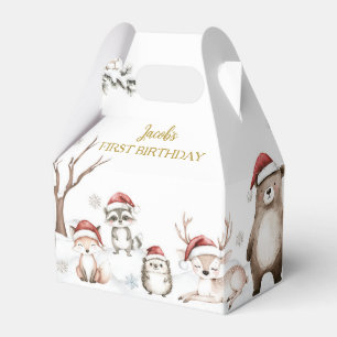 Ballotins Hiver Bois Animaux Premier Anniversaire Merci
