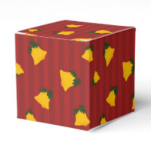 Holiday Red Gold Stripe Bells Christmas
