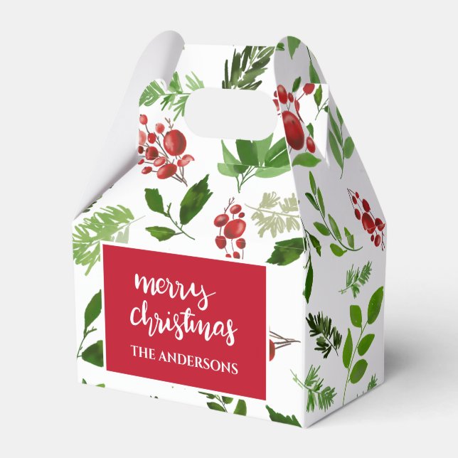 Ballotins Holly Feuille Red Berry Aquarelle Motif Holiday (Verso)