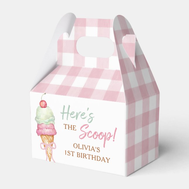 Ballotins Ice Cream Pink Bow Gingham Birthday Party (Verso)