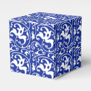 Ballotins Ikat Floral Damask - Cobalt bleu et blanc
