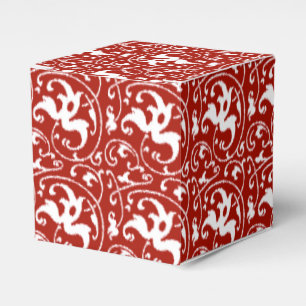 Ballotins Ikat Floral Damask - Rouge foncé et blanc