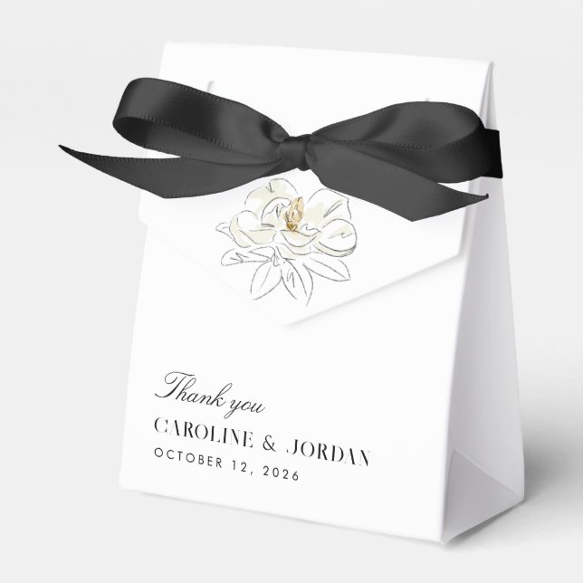 Ballotins Illustration de Magnolia blanc Mariage minimal mod (Verso)