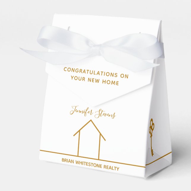 Ballotins Immobilier Chic Gold White Félicitations Accueil (Verso)