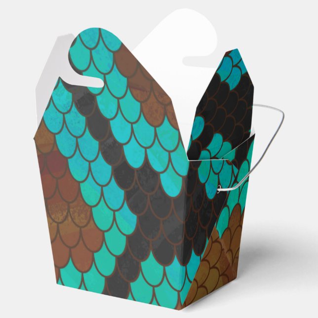 Ballotins Impression serpent brun et sarcelle (Ouvert)