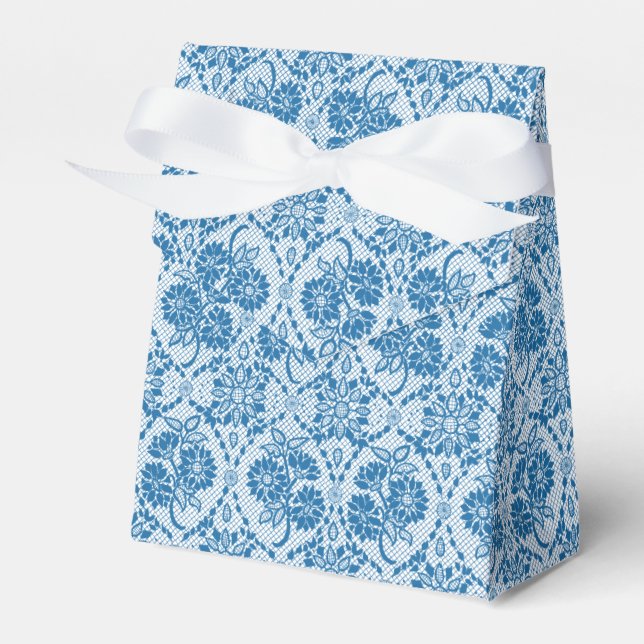 Ballotins Indigo Blue Floral Faux Lace Motif (Verso)