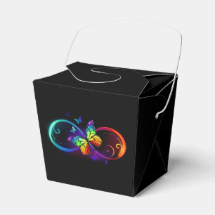 Ballotins Infini vibrant avec papillon arc-en-ciel sur noir