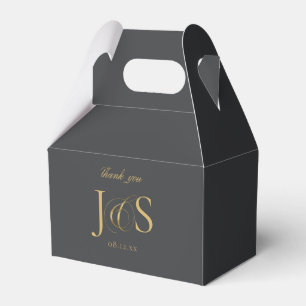 Ballotins Initiales de mariage Simple Élégance Charcoal ID10