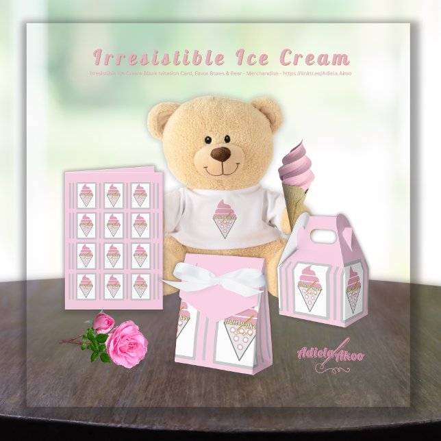 Ballotins Irrésistible Ballotin de glace par Adiela Akoo (Irresistible IceCream Bear, Card n Favor Boxes by Poet Adiela Akoo. SHOP my store 4 fab party favors)