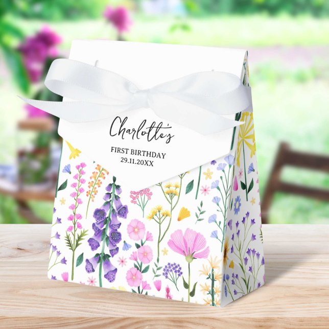 Ballotins Jardin fleur sauvage Premier anniversaire (Wildflowers Garden Party First Birthday Favor Boxes)