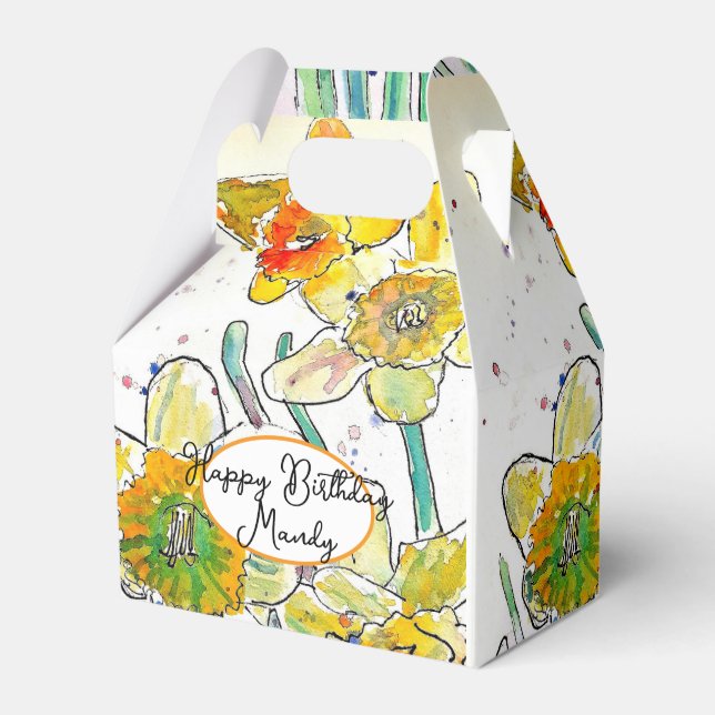 Ballotins Jaune Daffodil Daffodils fleurs Anniversaire Femme (Verso)
