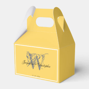 Ballotins Jaune Ensoleillé Mariage Gris Monogramme Noms Noir