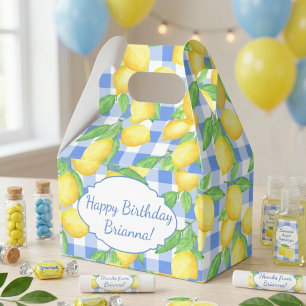Ballotins Jaune et Bleu Gingham Personnalisé en Citron