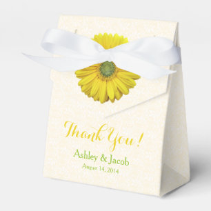 Ballotins Jaune Gerbera Daisy Blanc dentelle Mariage Merci