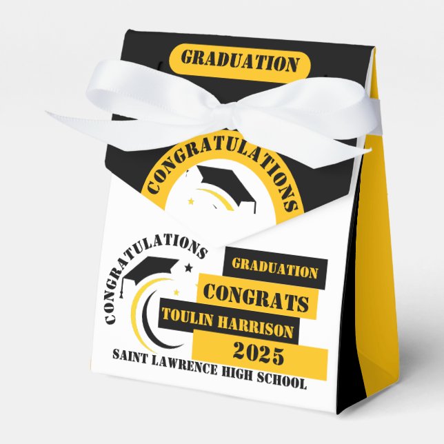 Ballotins Jaune Noir Blanc Graduation 2025 Custom Party (Verso)