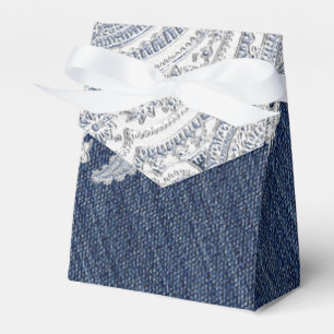 Ballotins Jean en Denim & Dentelle Blanche Élégant Mariage d