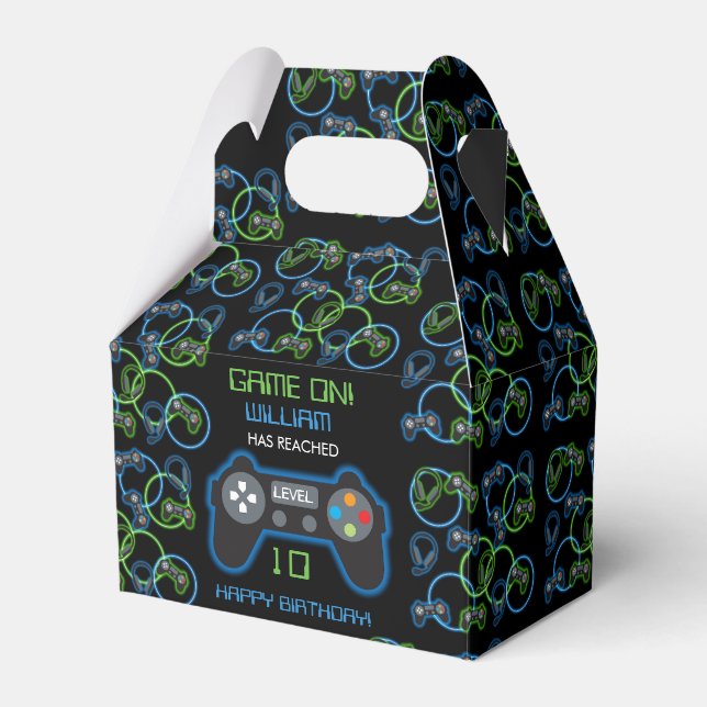 Ballotins Jeu vidéo Neon Blue & Green Anniversaire Party (Verso)