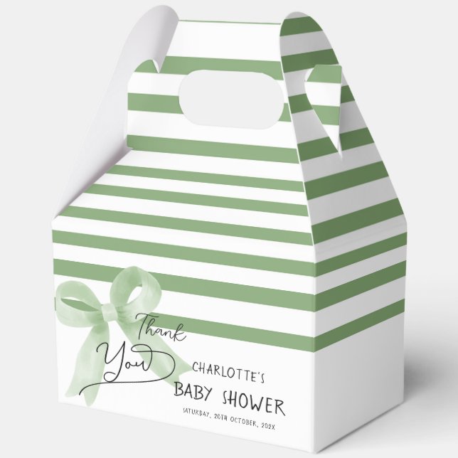Ballotins Joli Baby shower de Bow vert Aquarelle (Recto)