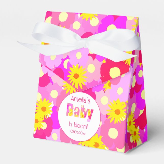 Ballotins Joli Baby shower Fleur Rose Personnalisé (Verso)