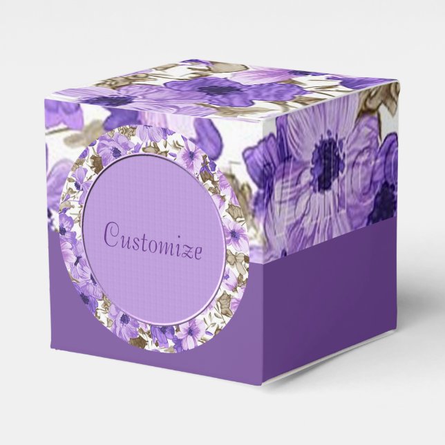 Ballotins Joli Ballotin de Cube Florale violet et blanc (Verso)