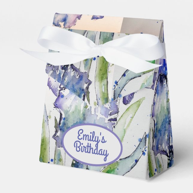 Ballotins Joli bleu Iris Floral Anniversaire Ballotin de gât (Verso)