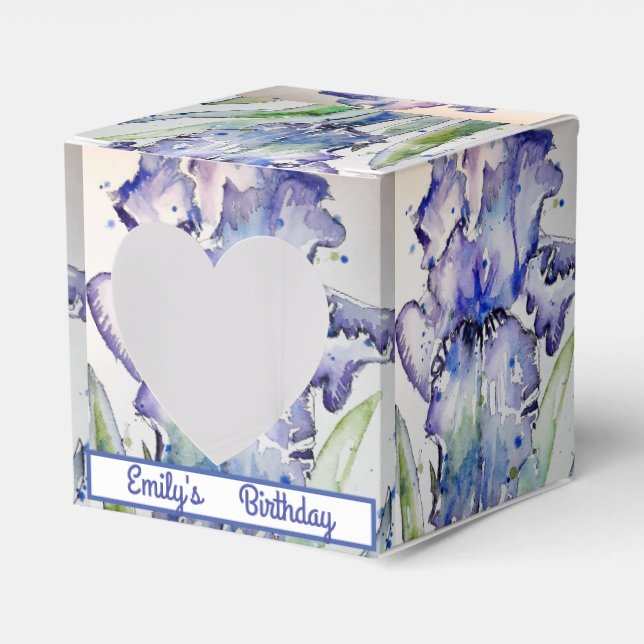 Ballotins Joli bleu Iris Floral Anniversaire Ballotin de gât (Verso)