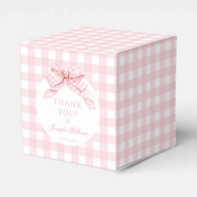 Ballotins Joli Rose En vichy Bow bébé fille douche cadeau ca (Verso)
