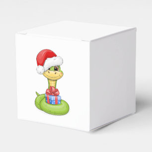 Ballotins Joli serpent vert caricature avec cadeau.