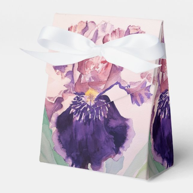 Ballotins Joli violet Iris Floral Ballotin de gâteau d'anniv (Verso)