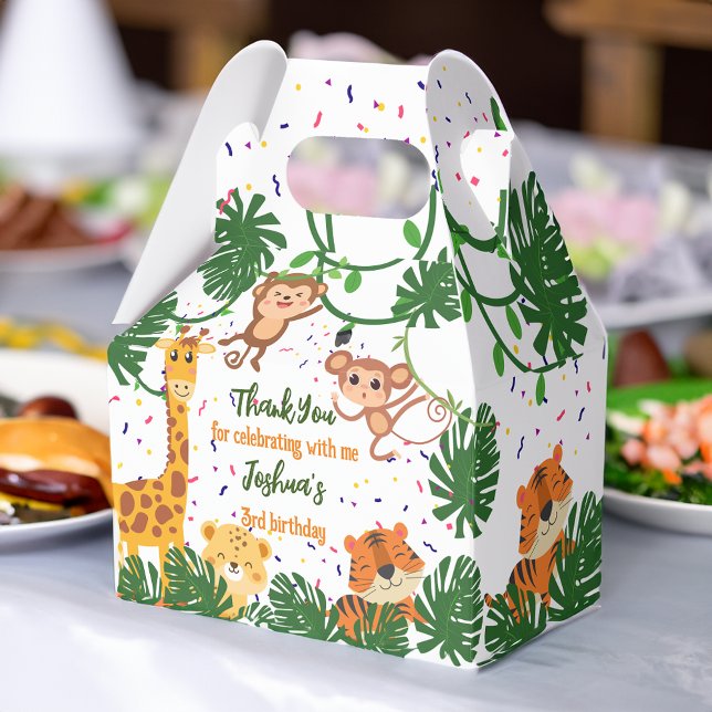 Ballotins Jolie fête animalière de la jungle (Cute jungle animal party safari birthday favor box)