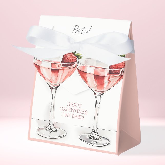 Ballotins Jolie Pink Fraises de la Saint-Galentin BFF (Cute Pink Happy Galentine's Day Strawberries BFF Favor Boxes)