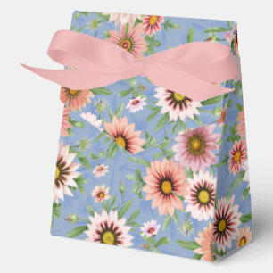 Ballotins Jolies marguerites roses sur le motif Floral bleu