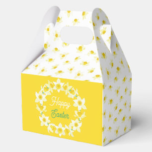 Ballotins Joyeuses Pâques. Jonquilles jaunes Printemps Moder