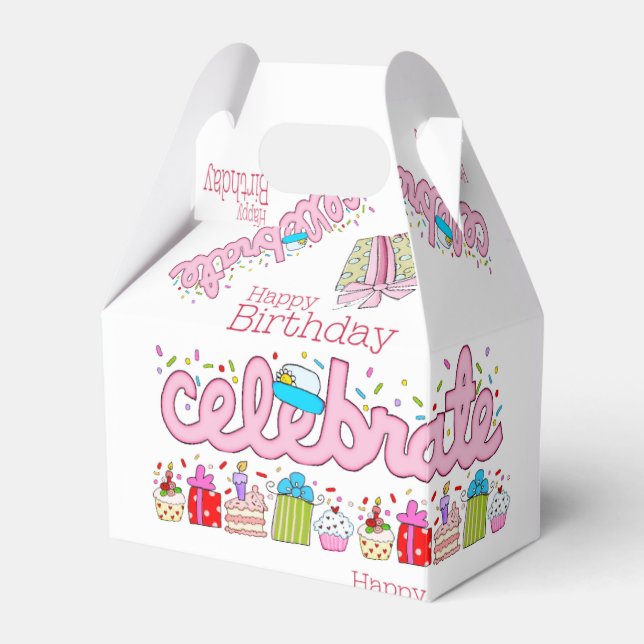 Ballotins Joyeux anniversaire Gable Ballotin célébrer rose (Verso)