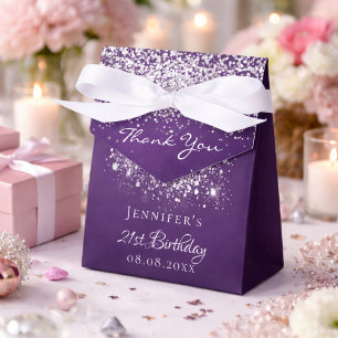 Ballotins Joyeux anniversaire violet paillettes argentées me