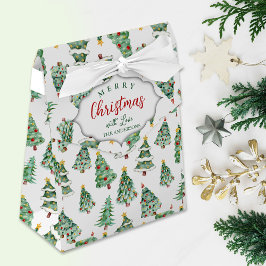 Ballotins Joyeux arbre de Noël motif blanc vert hiver