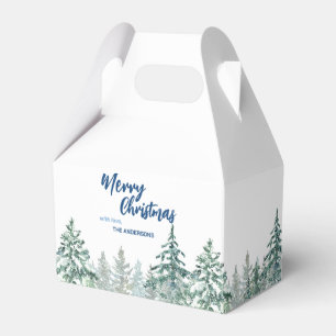 Ballotins Joyeux Noël arbres forêt Aquarelle script
