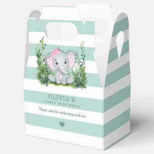 Ballotins Jungle Elephant Green Girl 1er anniversaire Merci