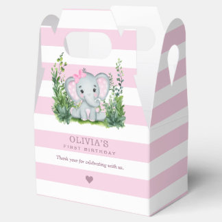 Ballotins Jungle Elephant rose 1er anniversaire Merci