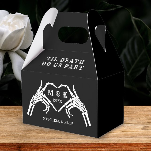 Ballotins Jusqu'à la mort faisons-nous partie Coeur main noi (Til Death Do Us Part Heart Hand Black Wedding Favor Boxes
)