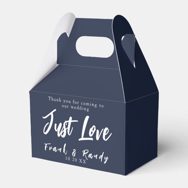 Ballotins Just Love Modern Minimalist Mariage bleu marine (Verso)
