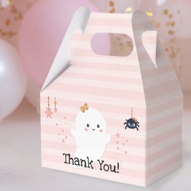 Ballotins Kawaii Ghost Pink Halloween Merci (Halloween BooDay Thank You Party Favor Box)
