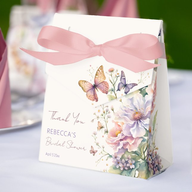 Ballotins La vie des papillons sous la douche à nage fleurie (Lifetime of Butterflies floral bridal shower Favor Box bridal shower favors spring summer garden)