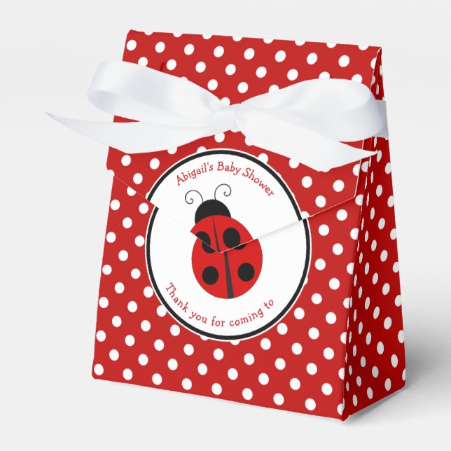 Ballotins Ladybug Polka Dot Bébé Douche personnalisée Boîte  (Verso)