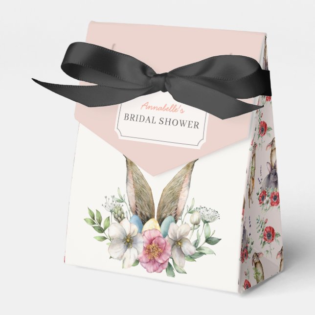 Ballotins Lapin Floral aux Oreilles Mariage Rose (Verso)