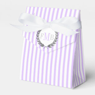 Ballotins Lavande et bandes blanches monogramme mariage fave