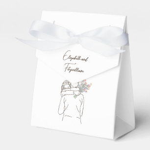 Ballotins Ligne minimaliste Couple d'art accolé avec Bouquet