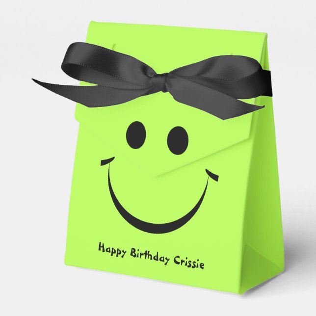 Ballotins Lime Green Happy Face Anniversaire personnalisé (Verso)