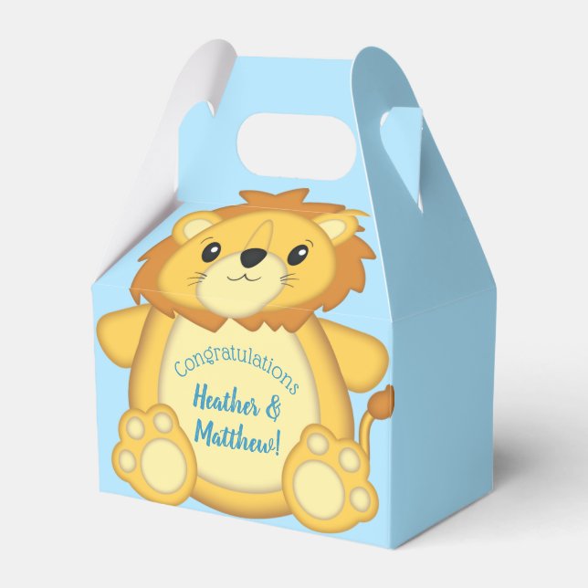 Ballotins Lion Baby shower bleu (Verso)